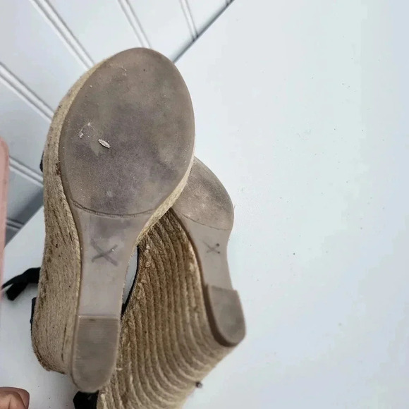 Express Womens Black Summer Platform Heel Wedges Ankle Strap Sz 6 - Picture 5 of 9